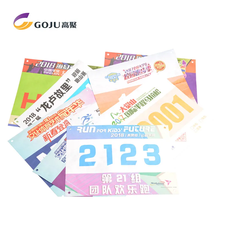 Customize Full Color Printing Tyvek Paper Race Bib Number for Race Running Number