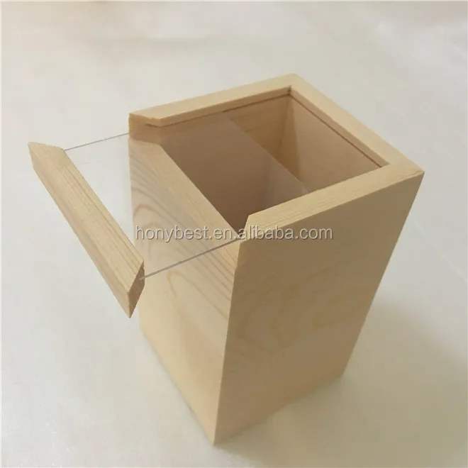 Acrylic Sliding Lid Small Wooden Display Boxes with Clear Glass Window