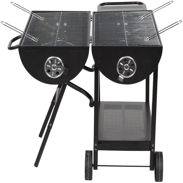 Double Sided Oil Drum BBQ Gill Outdoor Charcoal Barbeque  Grill