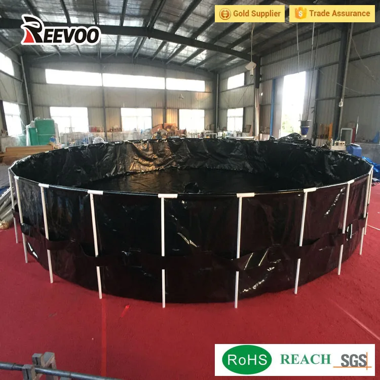 Reevoo collapsible tarpaulin fish pond round pvc fish tank black