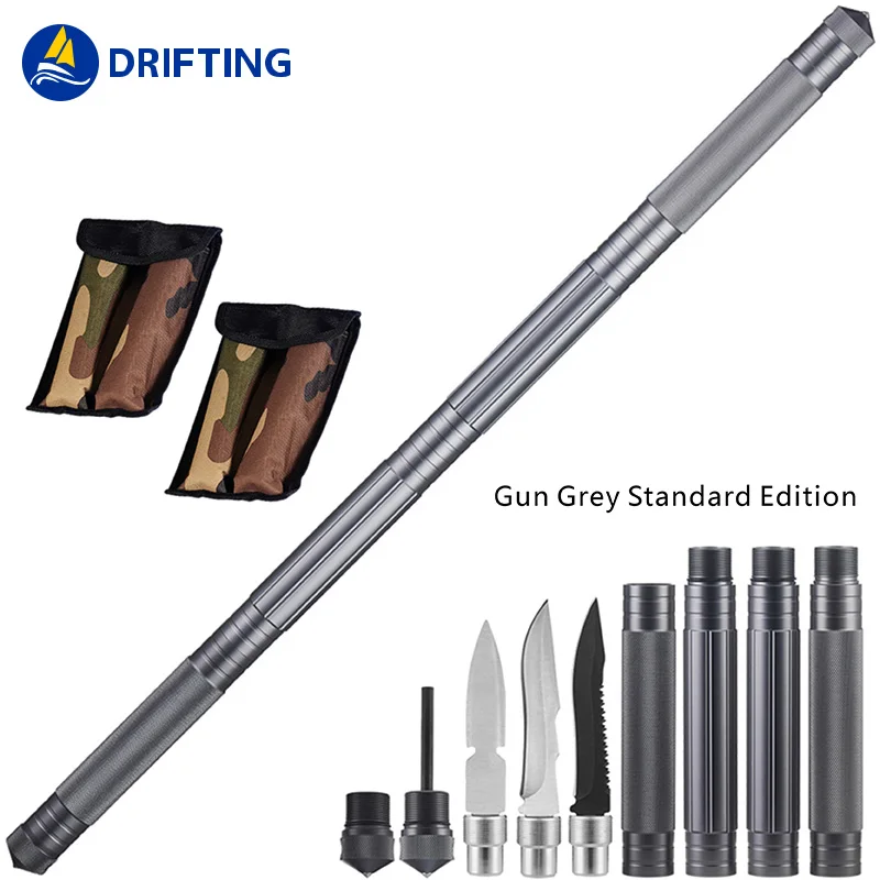 Multifunctional Outdoor Survival Tool Multi Sections Defense Tactical Walking Stick Portable Camping Alpenstock Emergency Tools