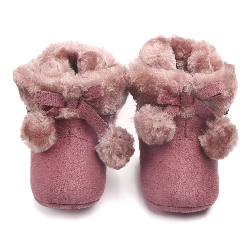 
Plush Ball Design Warm Baby Shoes Winter Baby Boots For Newborn First Walker 