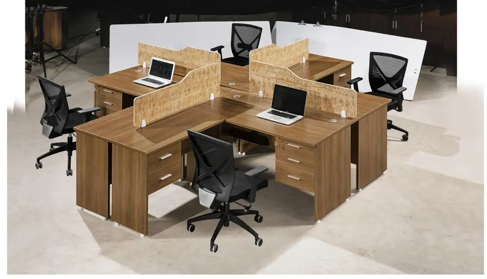 Competitive Price L-shaped 4 person office cubicle 120 degree office furniture workstation
