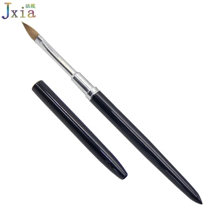 Jiexia Professional 8# Black Metal Handle 100% Pure Animal Kolinsky Hair Acrylic Nail Brush