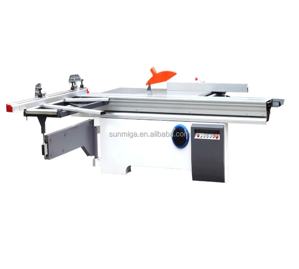 
Woodworking sliding table saw with scoring blade 
