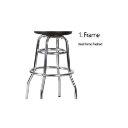 Metal chrome high bar stool chair with PVC leather back