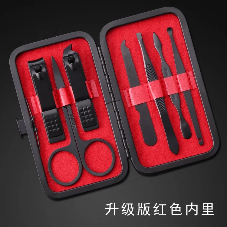 Melason OEM Logo 7Pieces Nail Clipper Scissors Cutter Nail File Eyebrow Tweezer Stainless Steel Manicure & Pedicure Tools