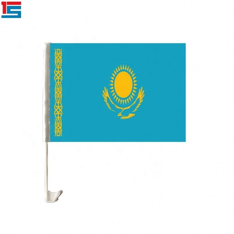 
Factory price Vivid printing polyester material flag Kazakhstan Car window flags 