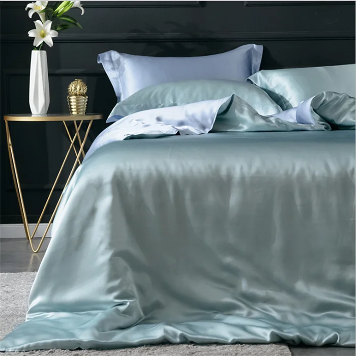 Fashion Luxury Silk Satin Bedding Pure Mulberry Silk Duvet Cover Set 5 Star Hotel Bed Sheet Set
