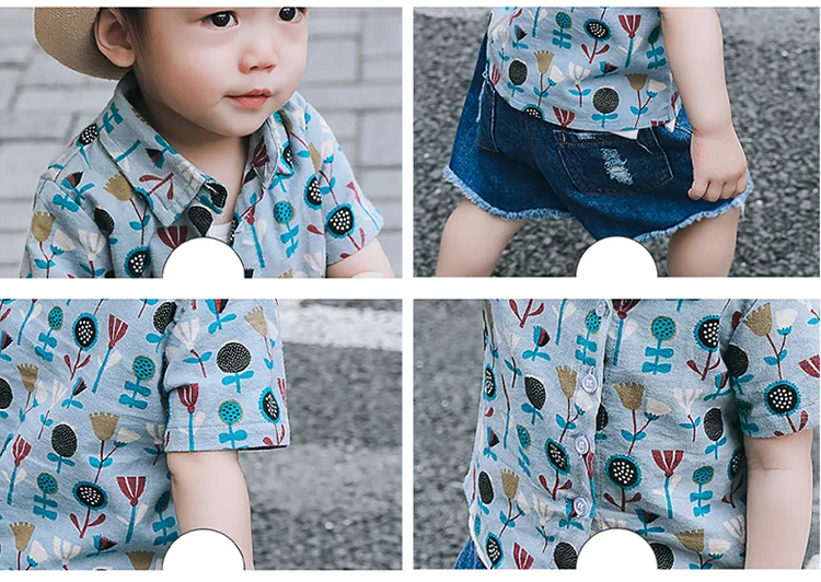 
Q2-baby Single Breasted Kids Clothing Short Sleeve Cotton Baby Boy Shirts 