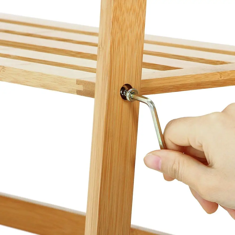 Natural Bamboo 4 Tier Bookcase, Multi-functional Book Shelf Storage Rack Plants Stand Display Shelf