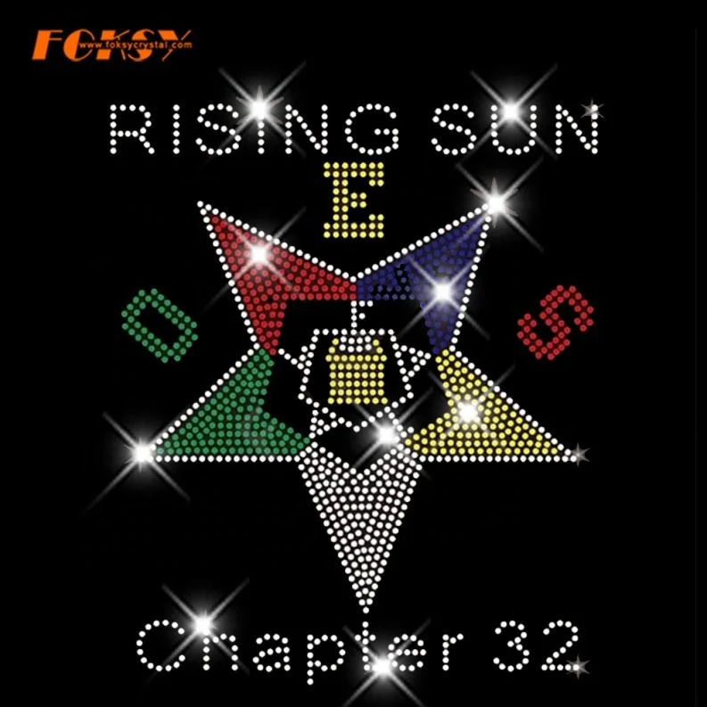 OES Eastern star logo in bling rhinestone designs for Freemason