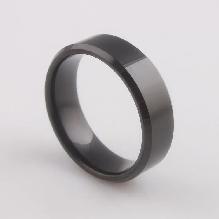 8mm Width Black Color Shiny Tungsten Ring Blanks