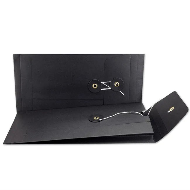 custom logo black cardboard string and button envelopes