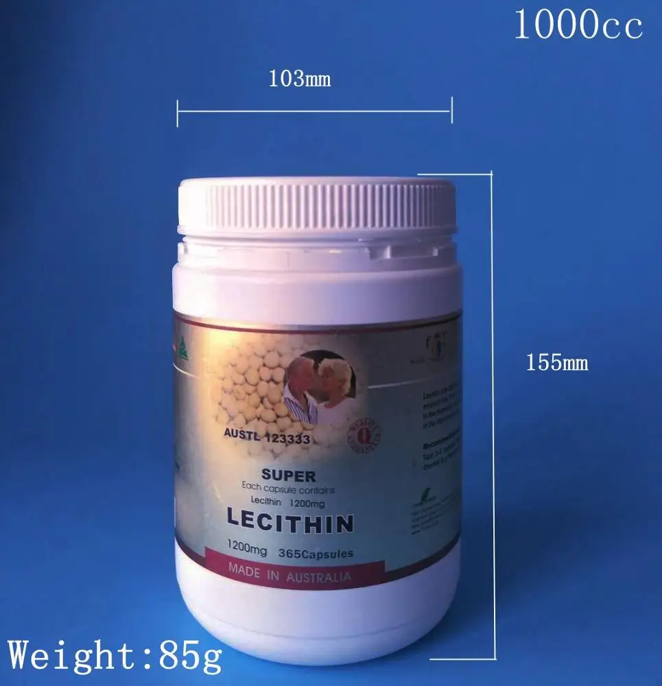 High Quality HDPE 1000ml White Lecithin jar protein powder container
