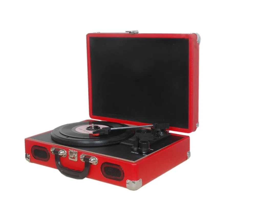 Alibaba high end quality mini suitcase vinyl record player with longlife battery .