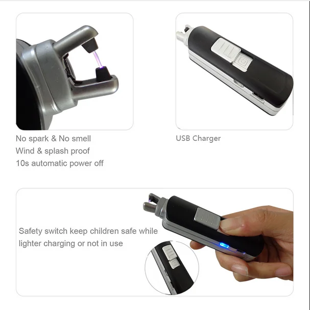 Mini stick USB rechargeable windproof electric arc lighter for Kitchen BBQ