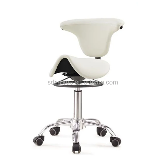 Ergonomic Medical Chair Dental Assistant Saddle Stool With Swivel Backrest