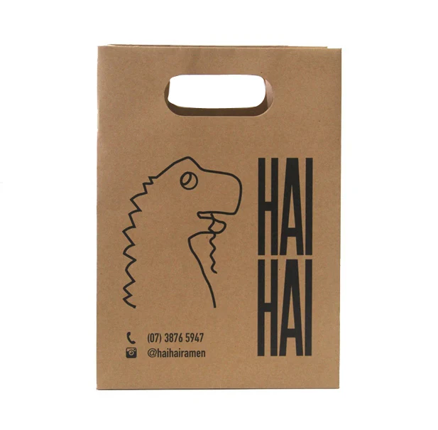 Heavy duty brown kraft paper bag die cut handle