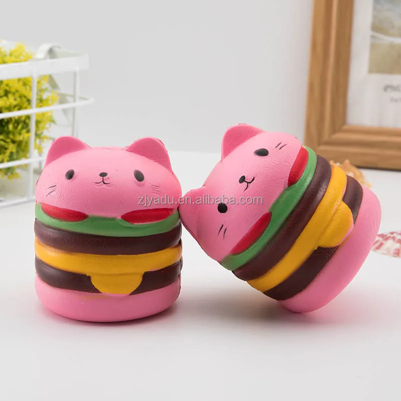  Новинка популярная сжимаемая медленно восстанавливающая форму игрушка из искусственной кожи гамбургер кошка декомпрессионный хлеб с завода