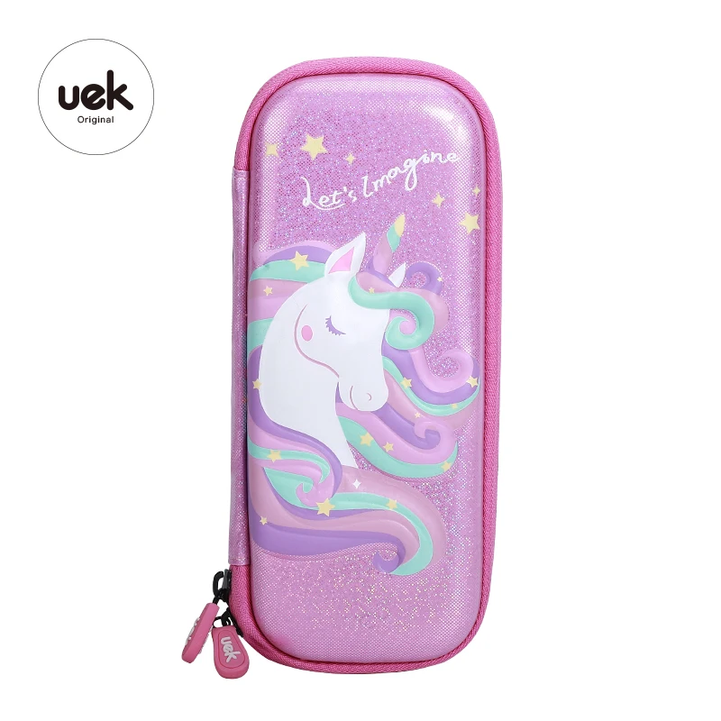 Uek kids cute sweet girls unicorn pencil box cat 3D pencil case animal children kawaii stationery
