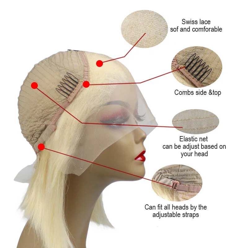 
Morein hair 100% unprocessed human hair short blonde 613 lace front bob wig,Top quality human hair wigs for white women 