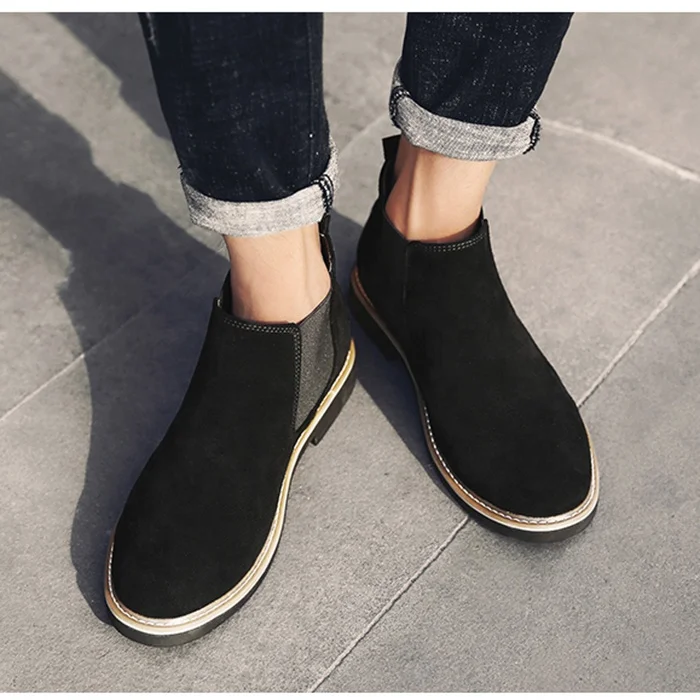 New high quality wholesale men winter boots cow suede leather anti fur boots for business affairs unisex