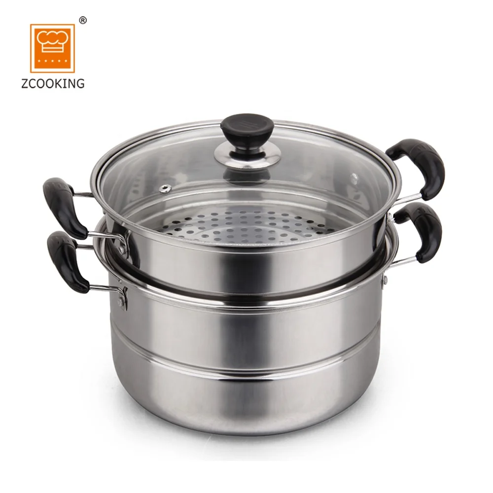 30CM 2 Layer Metal Stainless Steel  Chinese Food Steamer Pot Glass pots And Dinnerware sets