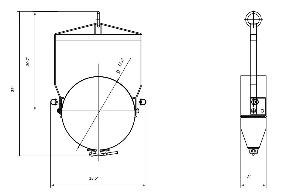 800lb Capacity 55 gallon Vertical Drum Lifter