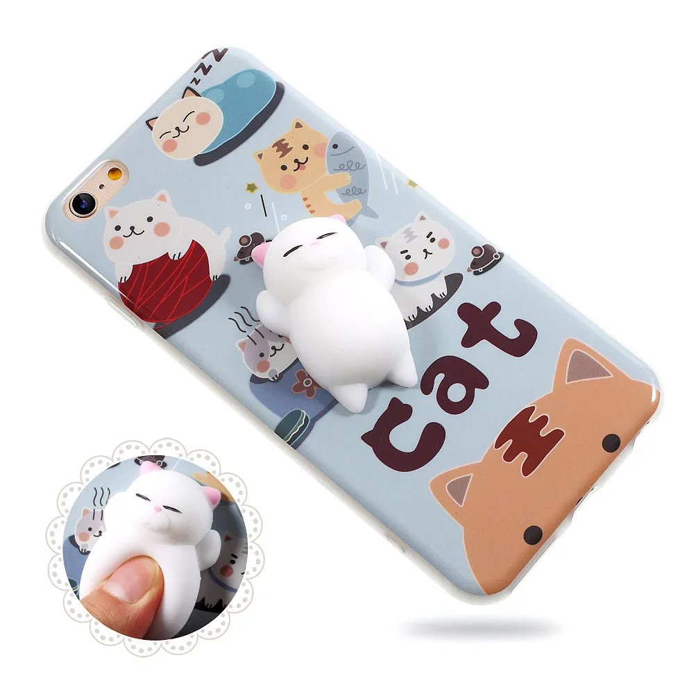 
Squishy Cat Phone Case 3D Cartoon Cute Soft Silicone Animal Cover Case for Iphone 6 6Plus 6s 6sPlus 7 7Plus with Squeeze 