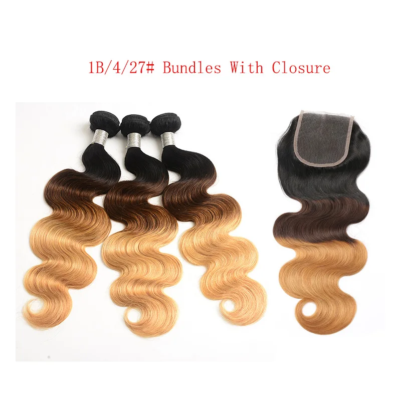 
Wholesale Two Tone 1B/99# Body Wave Hair Weave 3 Pcs With Lace Closure Ombre Colored Burgundy Human Hair Bundles With Closure 