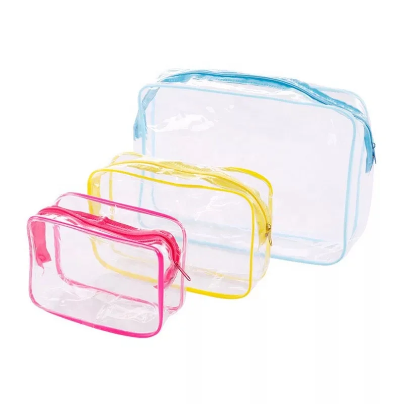 Different small medium large size & blue red yellow color pvc cosmetic bag pvc toiletry bag clear toiletry bag with low MOQ