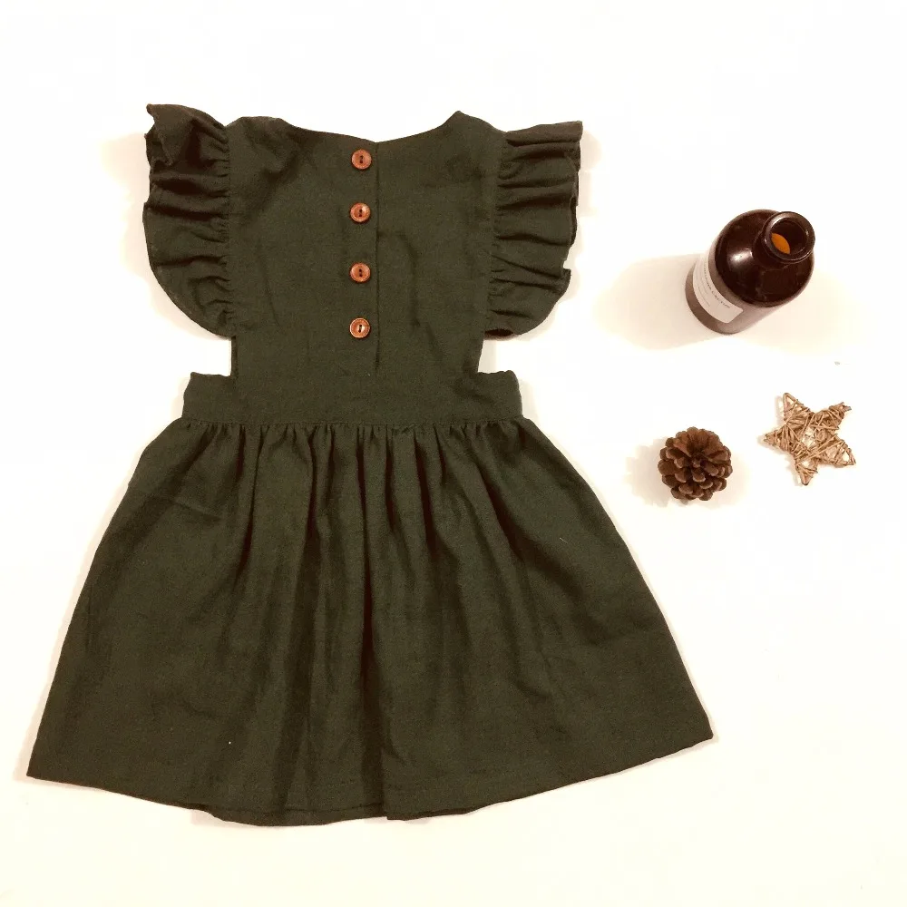 New Design Girl Smocked Dress Flutter Sleeve Cotton Fabric Handmade Girl Dress Wholesale