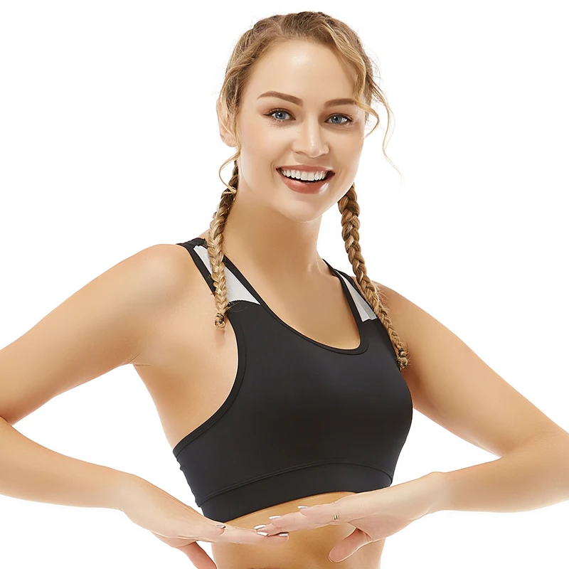 KABLE women gym apparel wholesale plus size yoga bras with mesh high impact sports bra top