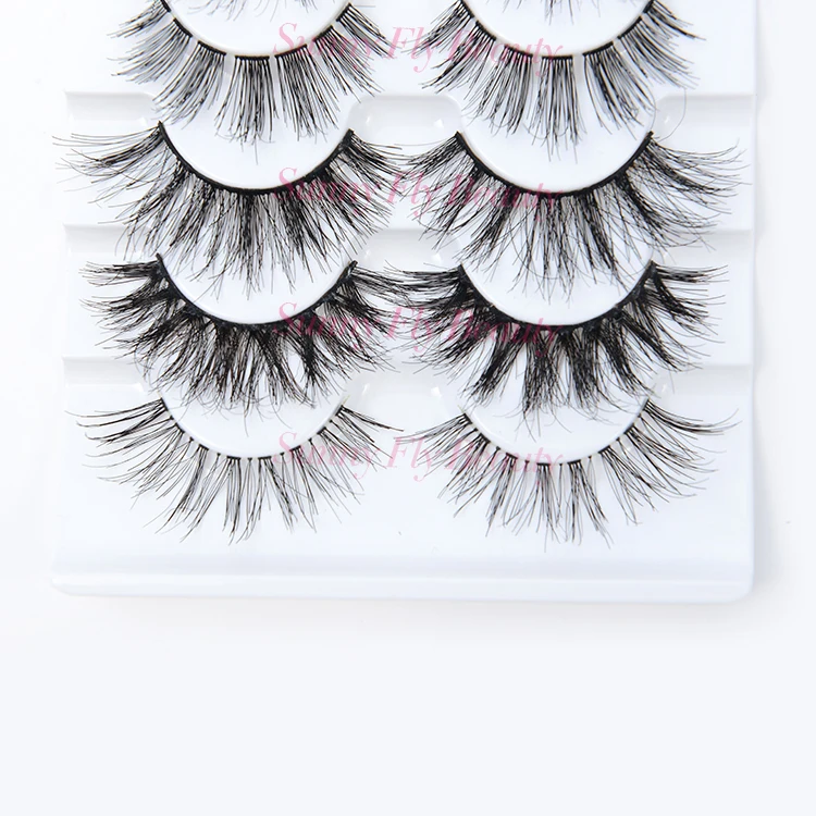 
Private label handmade 100% real tipped human hair strip fake eyelashes 