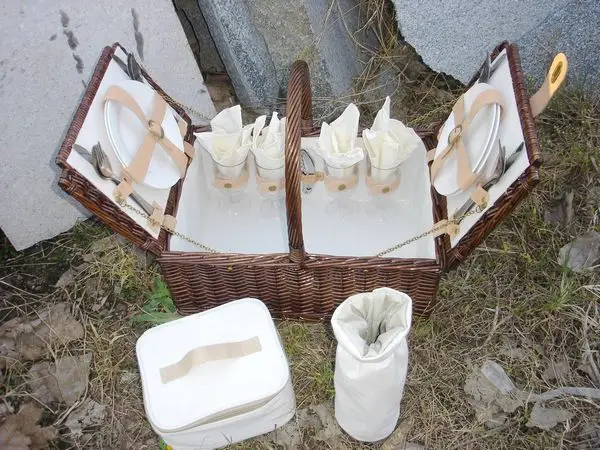 wholesale hot sell wicker picnic cooler basket insulated hamper for 2