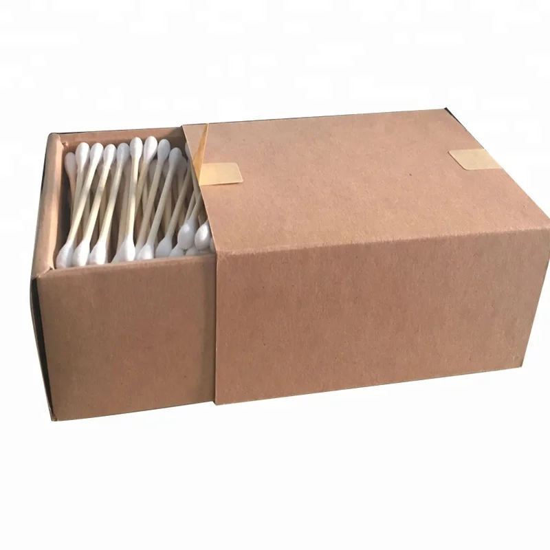 Eco-friendly bamboo cotton swab in paper box