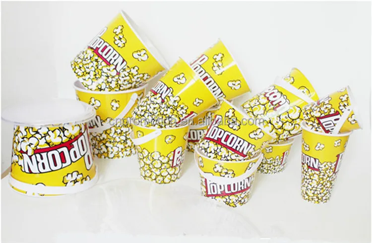 High Quality  Movie Theater Custom Plastic Popcorn Bucket  with Lid