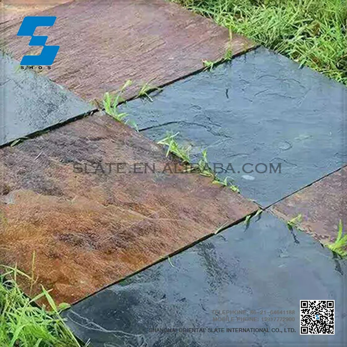 
green rusty revien surface swimming pool slate tiles 