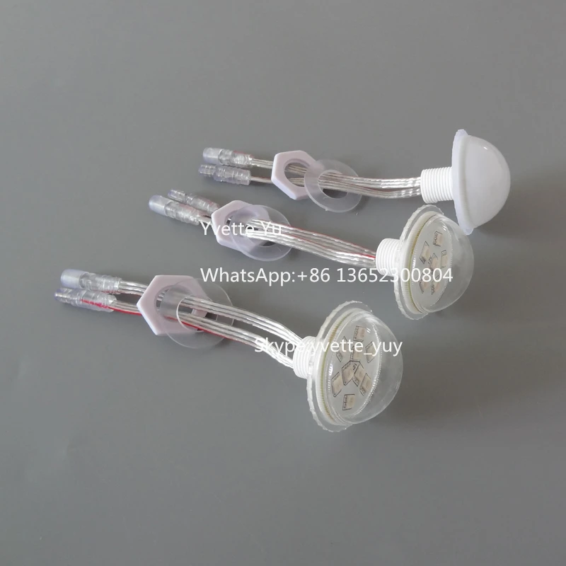 45mm 9leds Cabochon funfair rgb pixel led lights with pigtails for amusement rides transparent cover