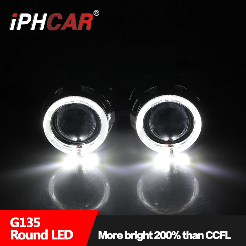 IPHCAR 2.5 inch Mini Lens Round Led Rings Projector Lens Led Light Guide Hid Projector Lens