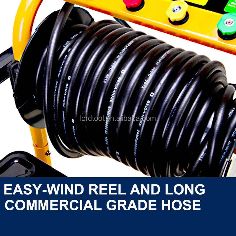 8HP Modern design Gasoline high pressure washer cleaner 200bar with hose reel and detergent tank