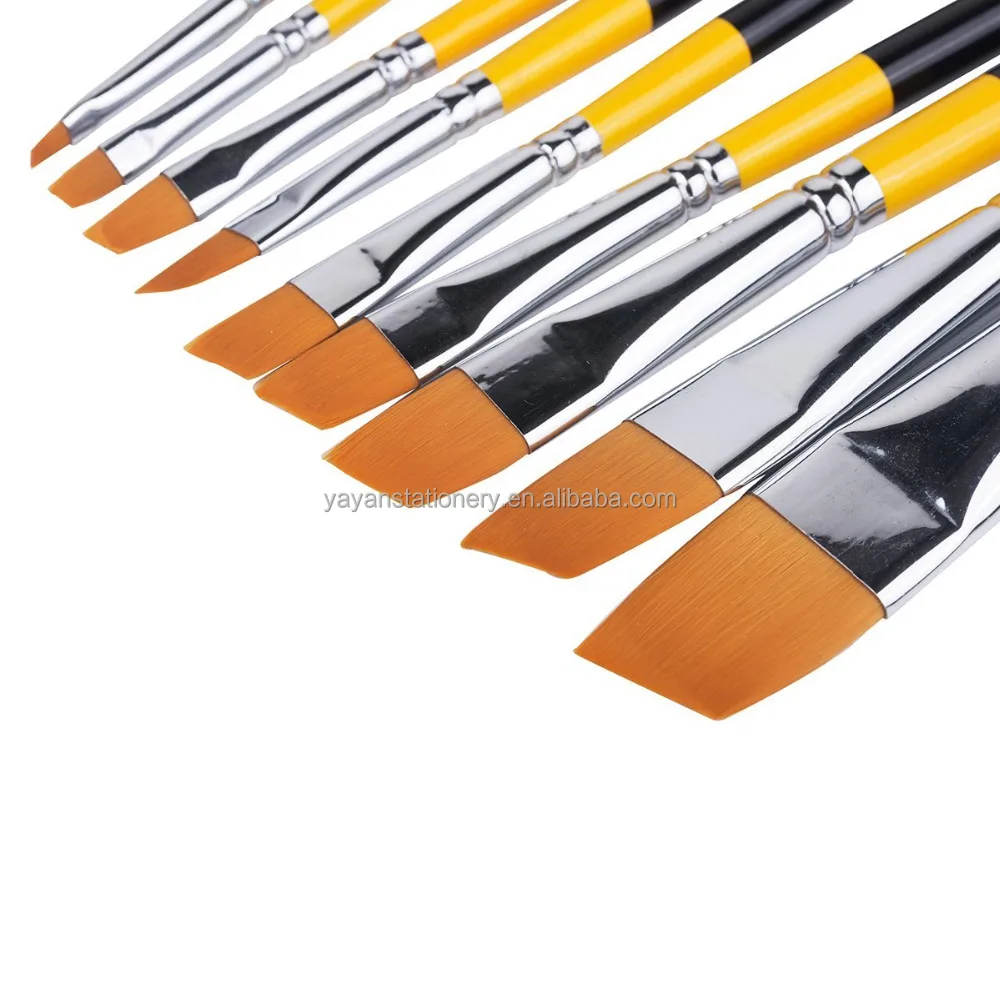 Hot Selling Stiff Synthetic Bristle Hair Wooden Handle Artist Paint Brush Set For Acrylic Gouache Watercolor Face Painting