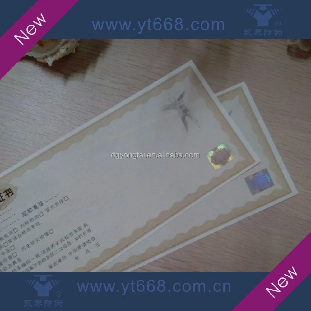 Security hologram ticket with anti-counterfeiting invisible fluorescent  UV logo