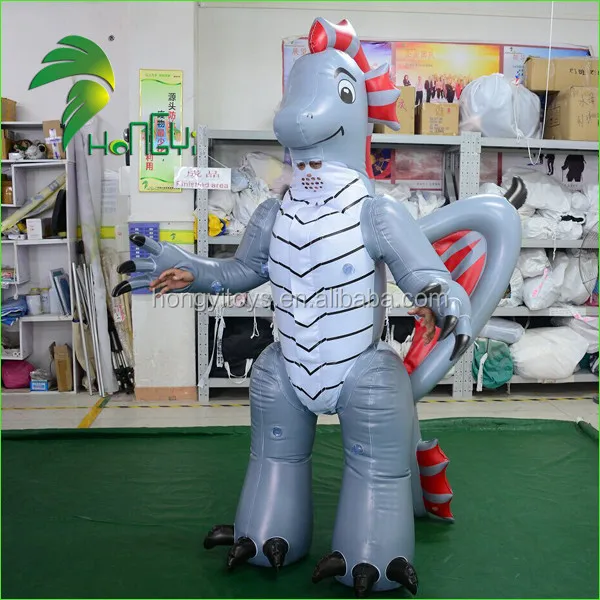 2.3m high customized cute inflatable dragon suit with wings for sale