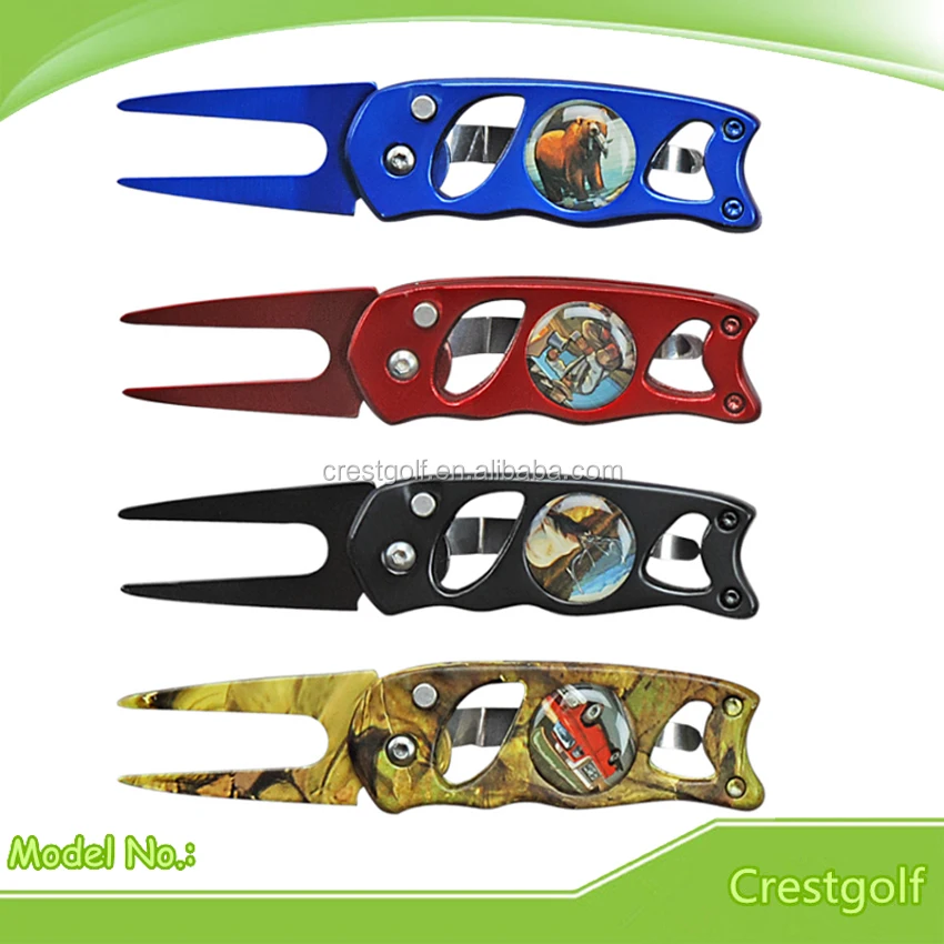 Newest Retractable Golf Switchblade Divot Tool with Ball Marker