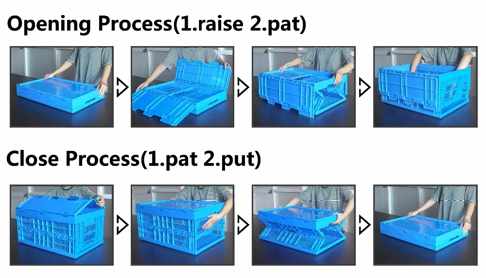 food grade stackable plastic fruit foldable vegetable basket ventilated container crates with lid