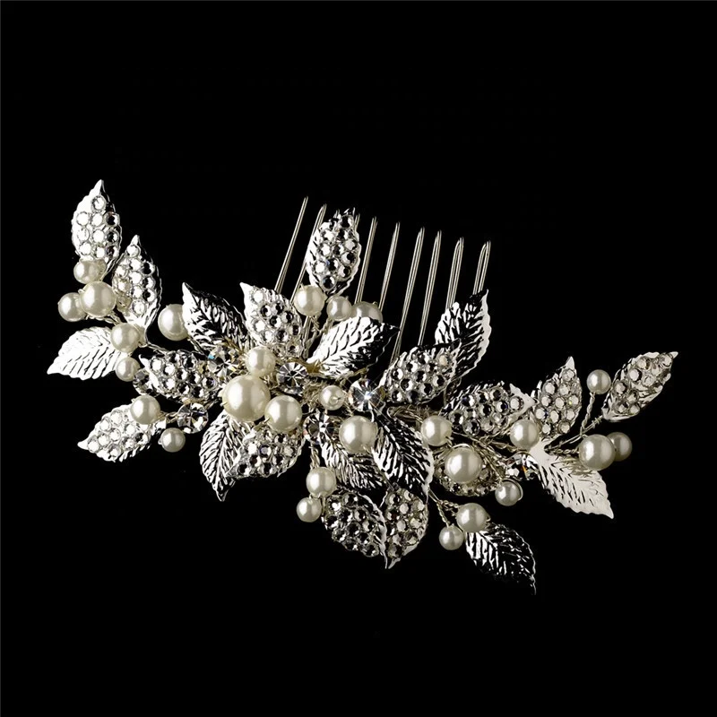 Personal  Product Handmade Pearl Crystal Fashion Flower Headpiece  Wedding Hair Comb
