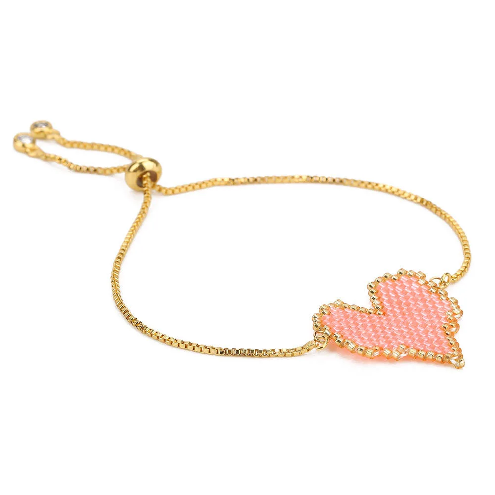 Hot Sale Ladies Miyuki Bracelet Seed Beads Braided Heart Pattern Bracelet Jewelry Chain Bracelets For Women Wholesale