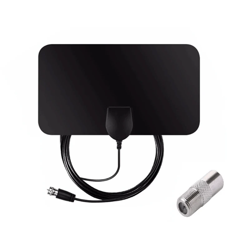 Indoor Signal Amplifier HDTV Digital TV Antenna VHF UHF Adapter Coax Cable TV Antenna